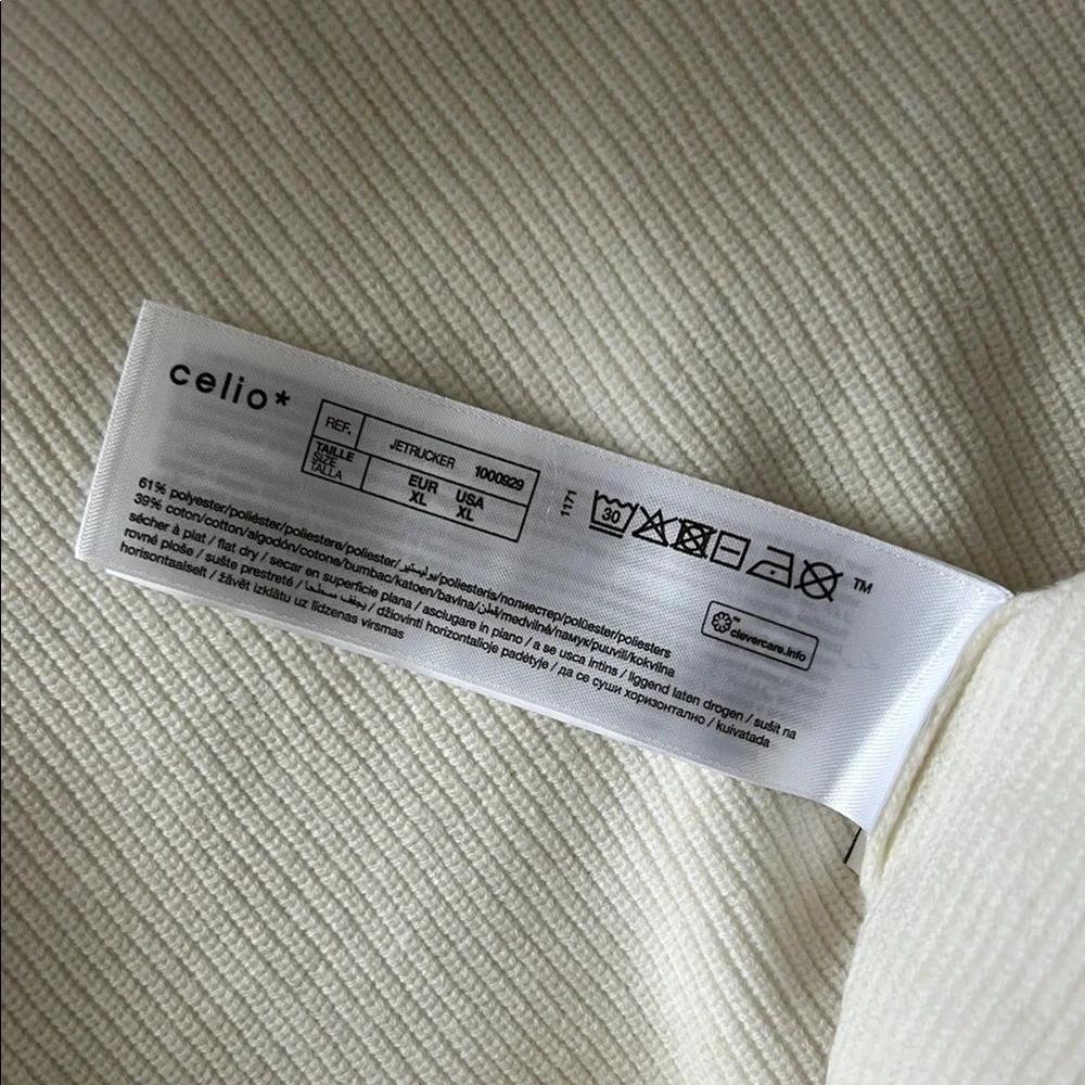 Celio Men's Quarter Zip Sweater NWT, off white/cream - Picture 4 of 4